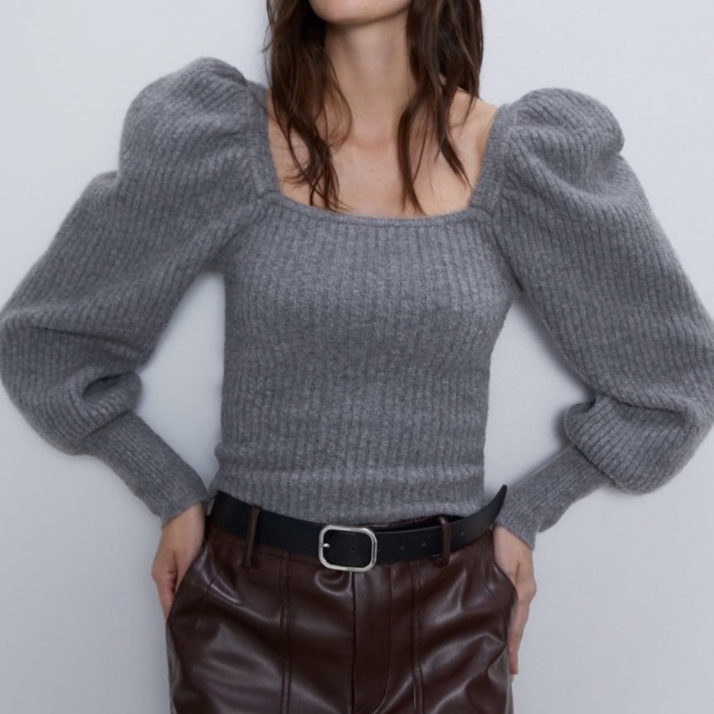 Zara Balloon Shoulder Sweater Top
